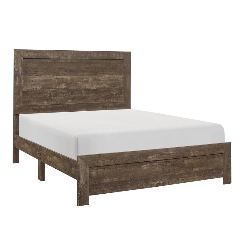 Ko Four Piece King Size Bedroom Set, Panel Detailings, Black Metal Handles, Rustic Brown
