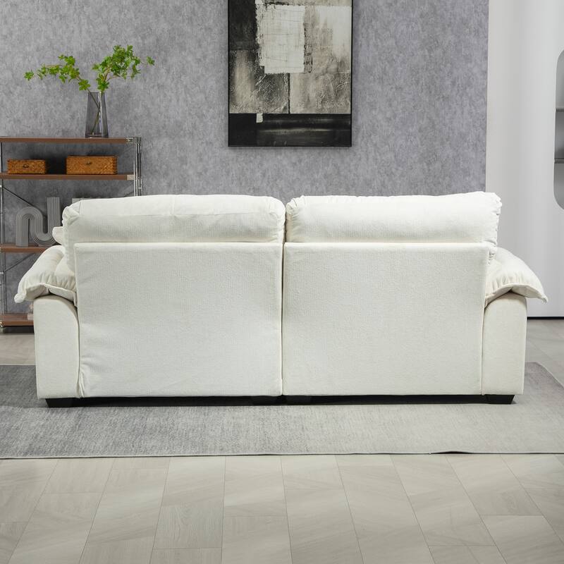 Small Sofa Loveseat Deep Seat Sofa Couch with 2 Throw Pillows, 2-Seater Settee with Pillow Top Armrests
