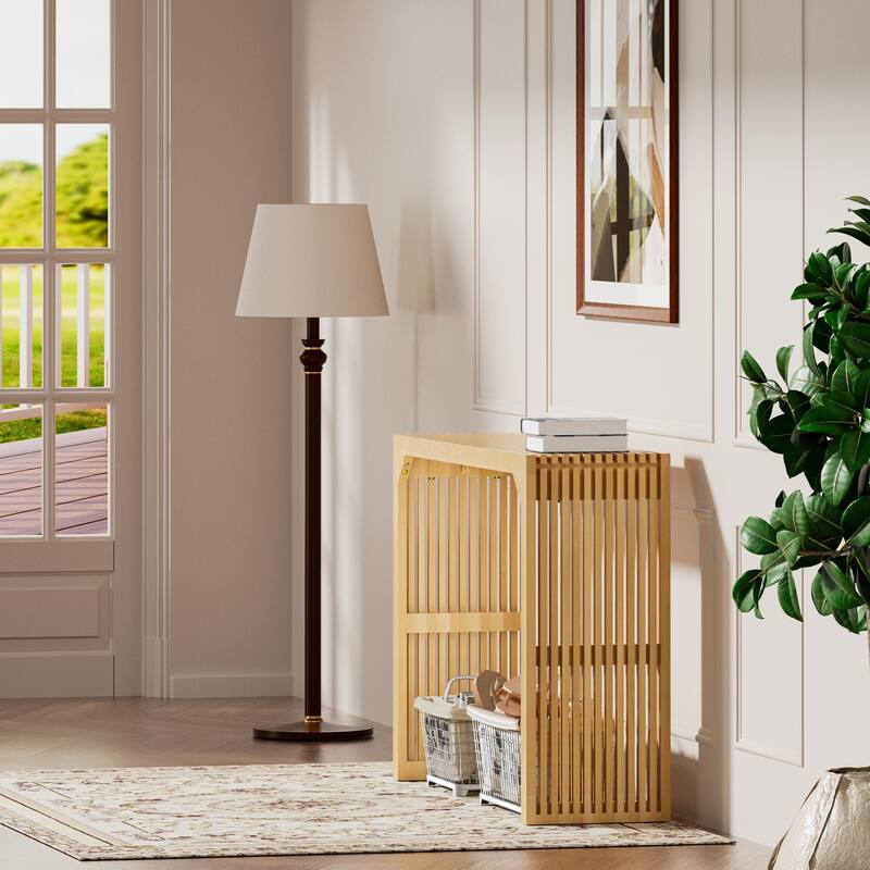 46" Solid Wood Console Table with Grille Design