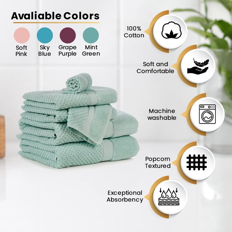 Hand Towels Popcorn Textured-Quick Drying 18 X 28 Inch by Ample Decor