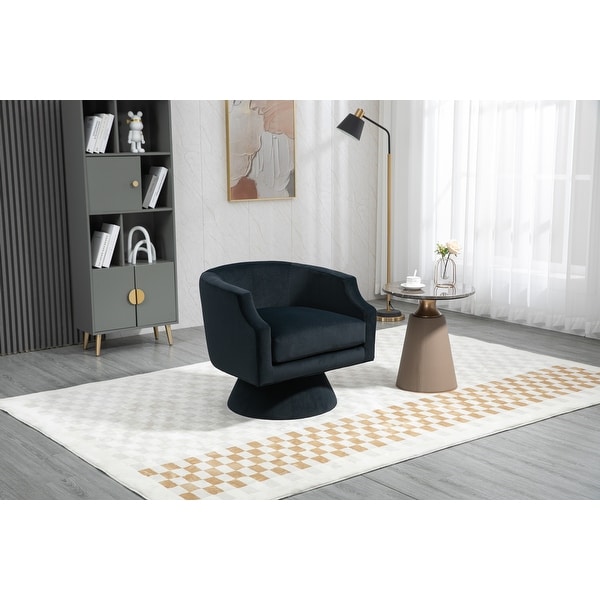 Ergonomic Velvet Swivel Accent Chair Round Barrel Chairs with