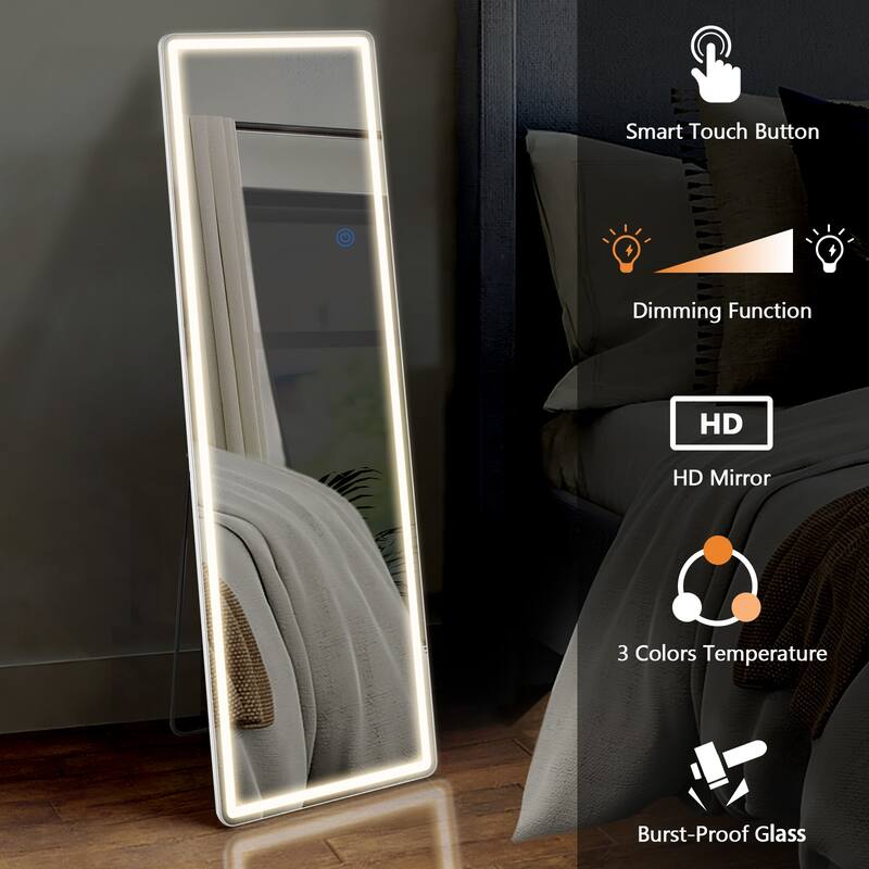 LED full-length mirror and adjustable touch sensor