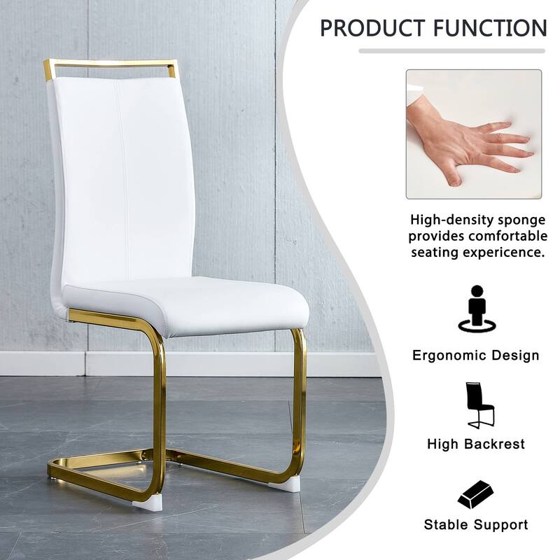 Dining Chair,PU Faux Leather High Back Upholstered Side Chair,Set of 4