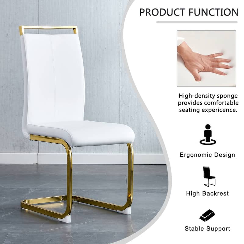 Upholstery Dining Chairs Side Chairs Set of 2 - White+Gold