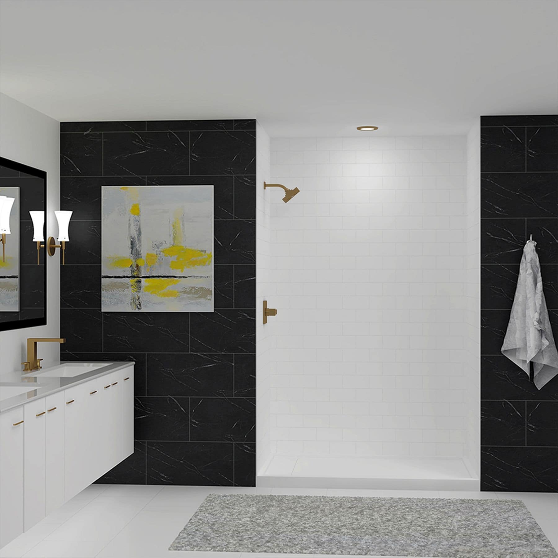 Transolid SaraMar 36-In X 60-In X 96-In Glue to Wall Shower Walls - 60" x 36" x 96" - 60" x 36" x 96"