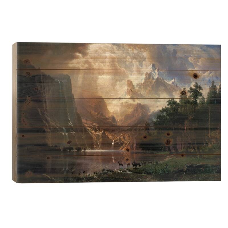 Among Sierra Nevada In California Print On Wood by Albert Bierstadt - Multi-Color - 18x26x1.5