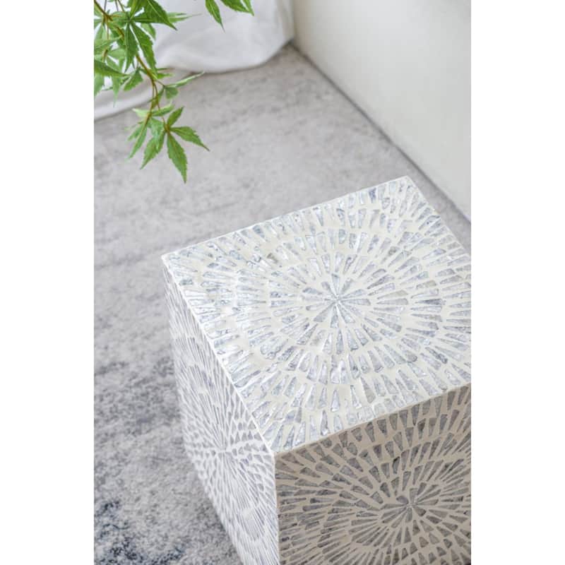 Square Starburst Capiz Inlay Accent Stool - 17.75"
