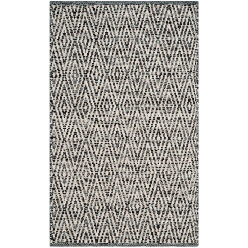SAFAVIEH Handmade Flatweave Montauk Huxley Sisal Casual Cotton Rug - 2'3" x 3'9" - Ivory/Dark Grey