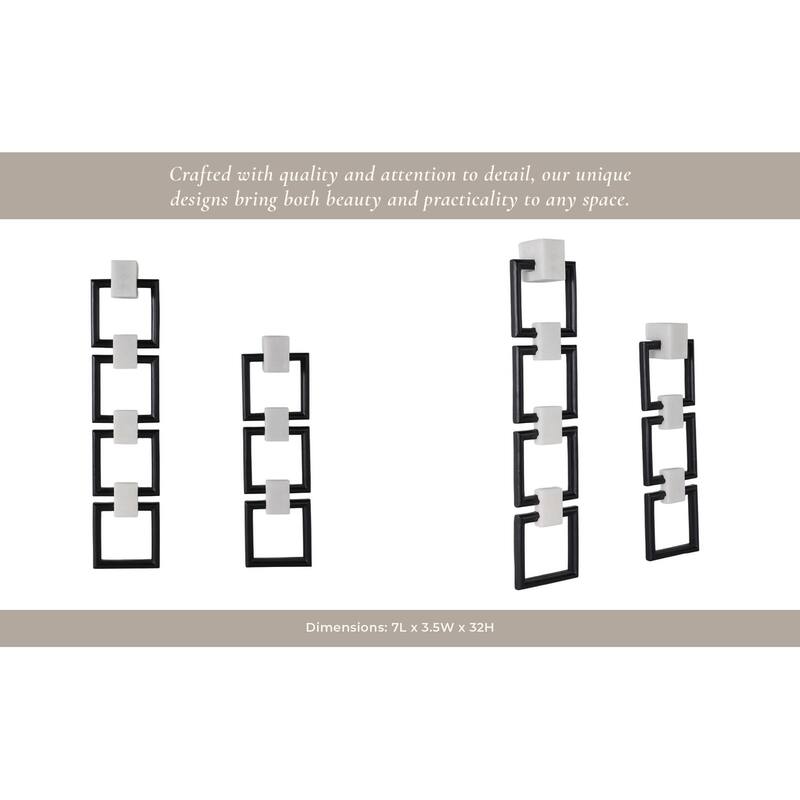Resin Wall Hangings Geometric Square Design (Set of 2) - 32/24" Black