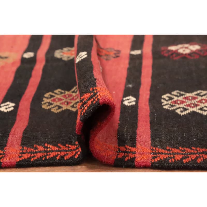 Hand Woven Oriental 100% Wool Carpet Southwestern Tribal Red Kilim Area Rug - 9' 8'' X 5' 11''