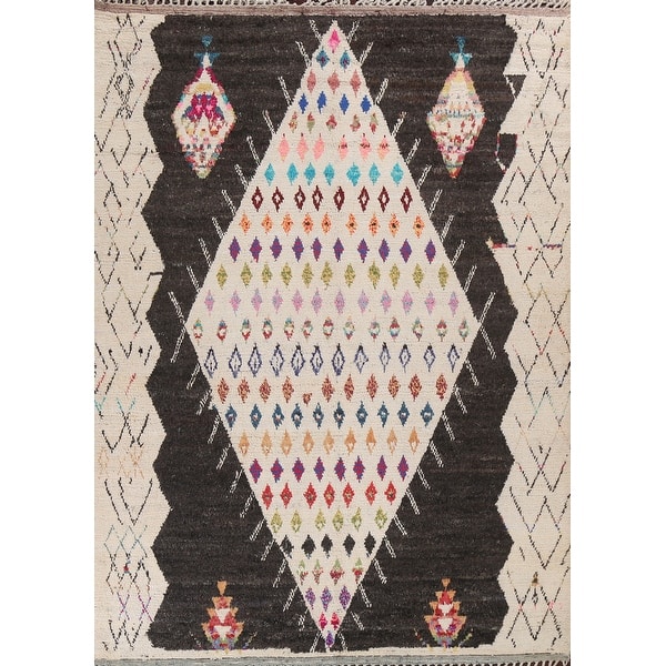 slide 1 of 19, Tribal Oriental Moroccan Wool Area Rug Hand-knotted Geometric Carpet - 8'3" x 10'8"