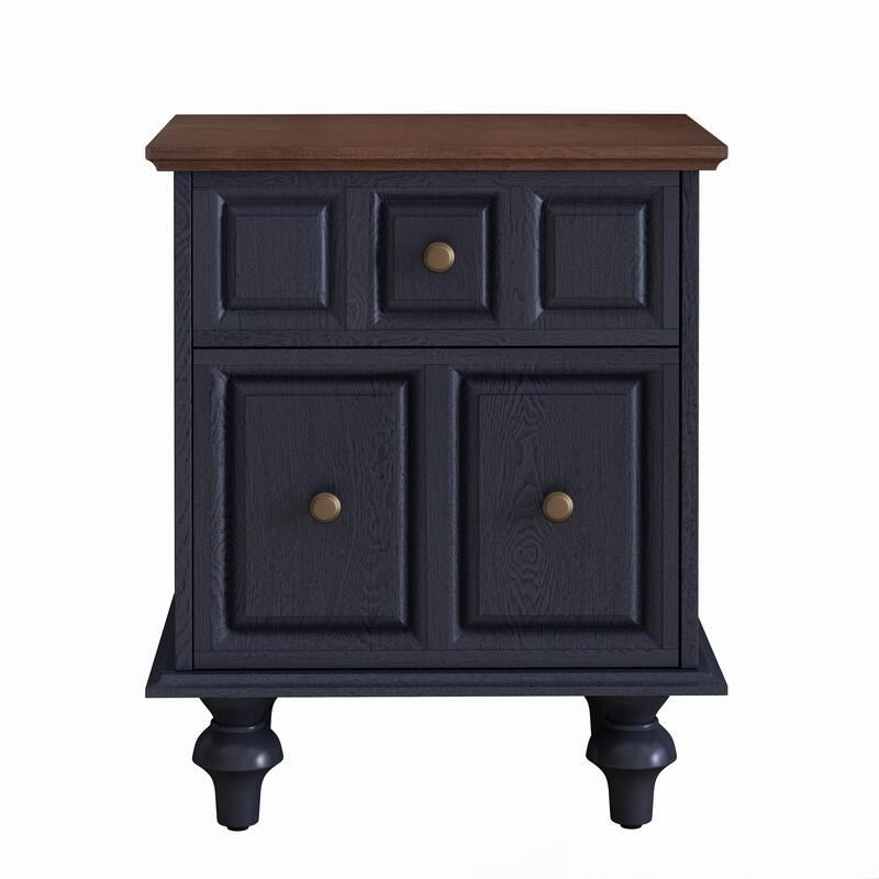 20.47"Vintage Nightstand with 2 Drawers(Dark blue)(Set of 2)