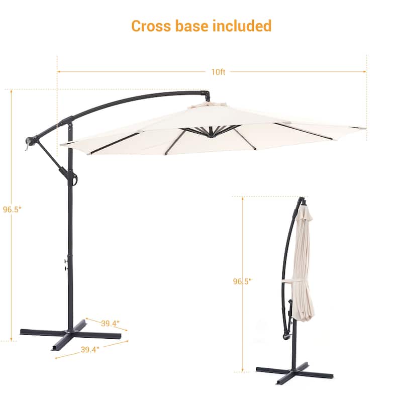 BONOSUKI 10ft Patio Offset Umbrella,w/Crossed Base Cantilever Umbrella