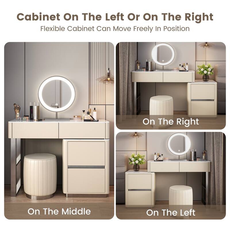 JASIWAY Modern Solid Wood Telescopic Makeup Vanity Desk