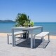preview thumbnail 2 of 9, SAFAVIEH Outdoor Living Aquina Table and 2-Bench Dining Set - 35"W x 67"D x 29"H