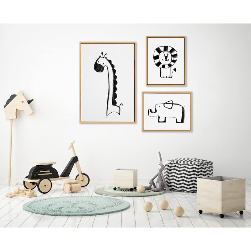 Kate and Laurel Sylvie Animal Canvas Art Set by Teju Reval