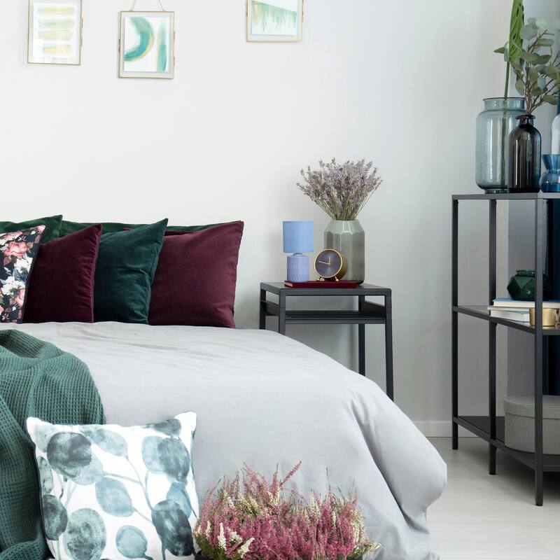 Floral Textured Ceramic Table Lamp with Drum Shade - 10" - Blue