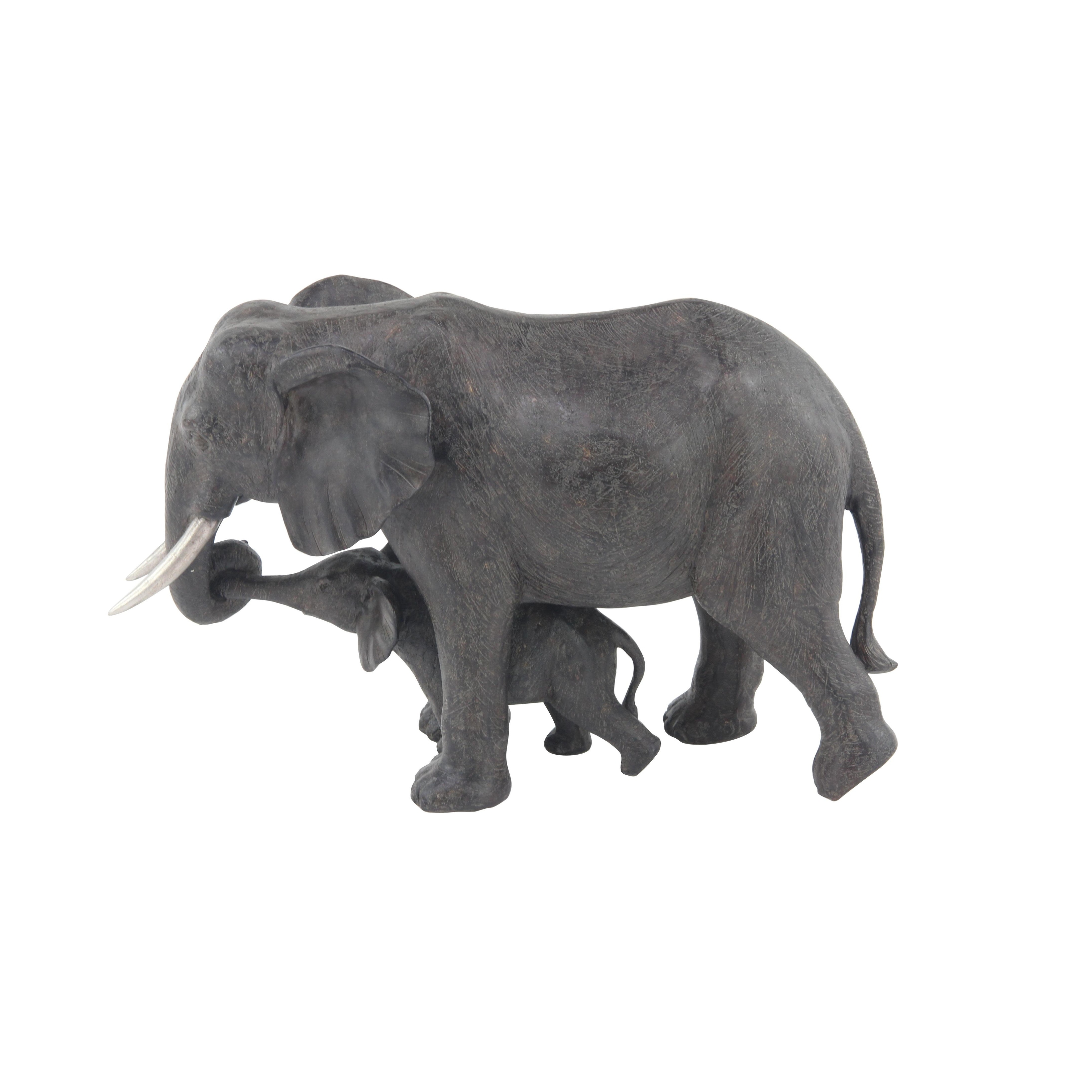 Polystone Elephant Decorative Sculpture - Gray - Roche River Decor