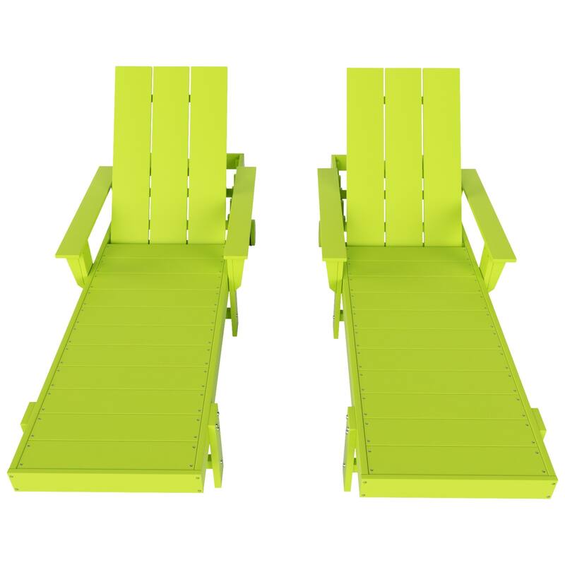 Polytrends Shoreside Modern Poly Reclining Eco-Friendly All Weather Chaise Lounge With Arms & Wheels (Set Of 2)