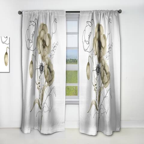 Designart 'Anemone Bouquet Flower With Eucalyptus Branches' Traditional Curtain Single Panel
