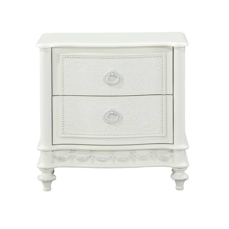 Dorothy Ivory Finish Nightstand W/2 Drawers
