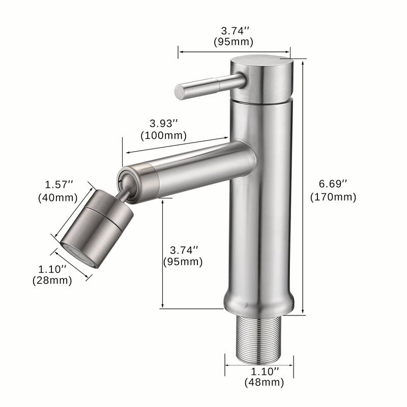 Single Handle Bathroom Sink Faucet with 360° Swivel Aerator and Dual Water Flow Mode, Anti Corrosion and Scratch Resistant