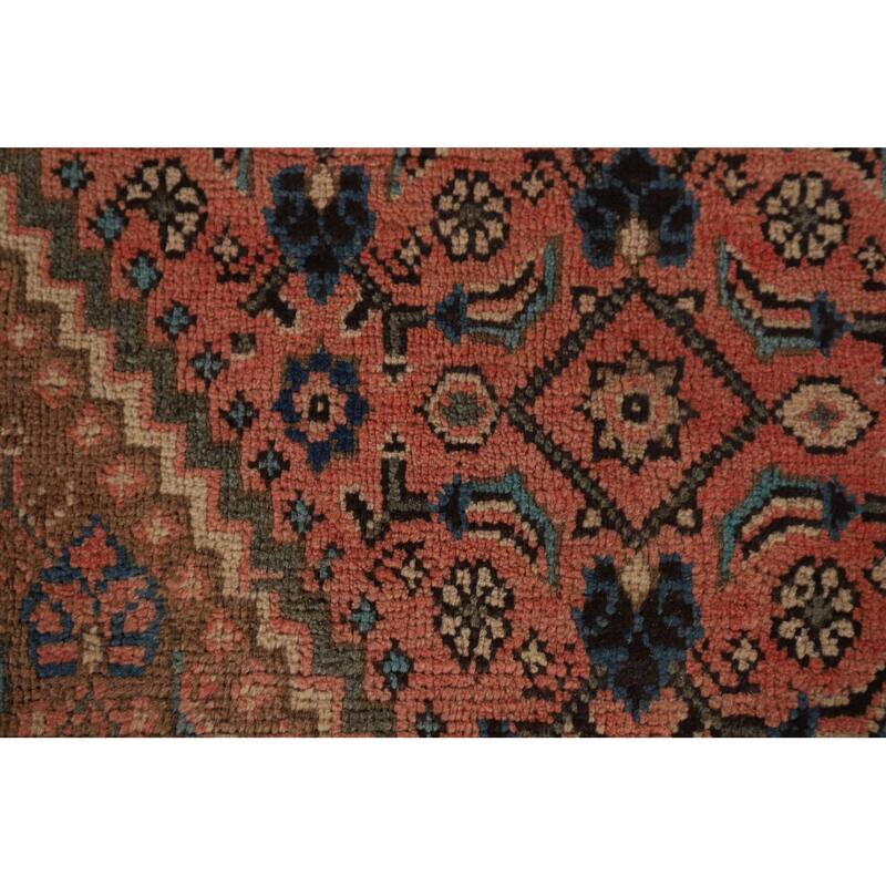 Brown & Pink Mahal Persian Vintage Rug Handmade Wool Carpet - 9'11"x 12'10"