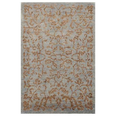 Hand Knotted Blue,Brown Indo Tibetan Wool Oriental Area Rug (2x3) - 2' x 3'