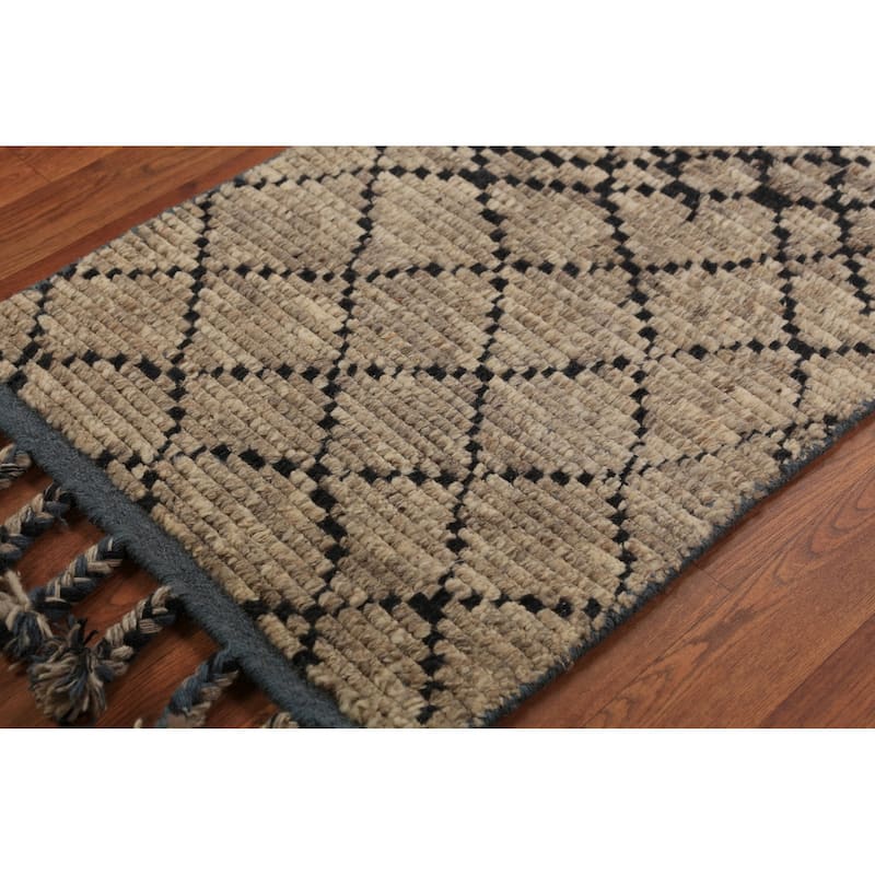 Striped Moroccan Oriental Foyer Rug Hand-Knotted Wool Carpet - 2'0"x 3'0"