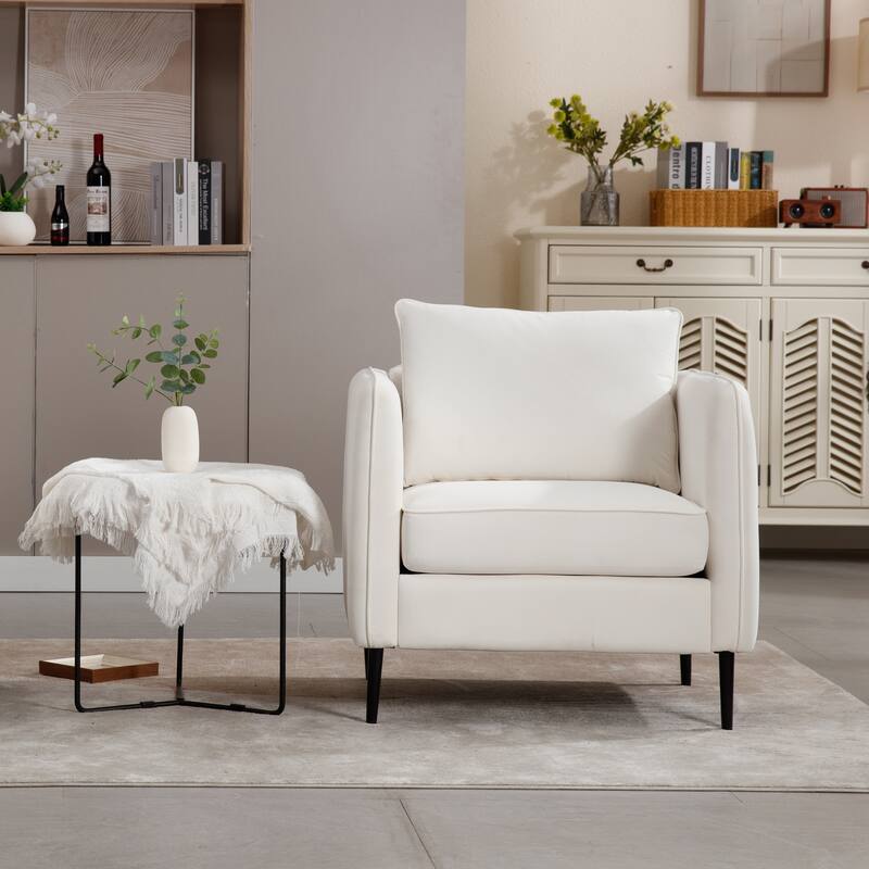 Accent Chair for Living Room, Velvet Comfy Single Sofa Chair Mid-Century Modern Armchair with 1 Pillow and Metal Legs