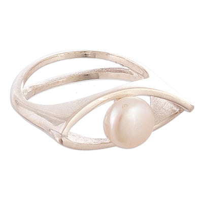 Novica Handmade Pearly Offering Cultured Pearl Single Stone Ring