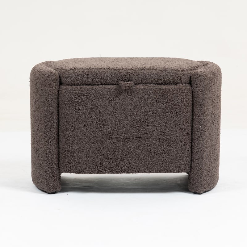 Modern Accent Chair with Wood Frame, Upholstered Ottomans Chairs - Brown