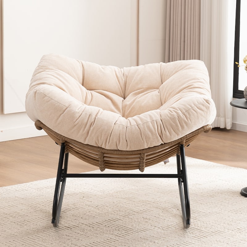 Rocking Chair, Chenille Upholstered Accent Chair, Modern Nursery Rocking Chair for Living Room, Bedroom, Apartment