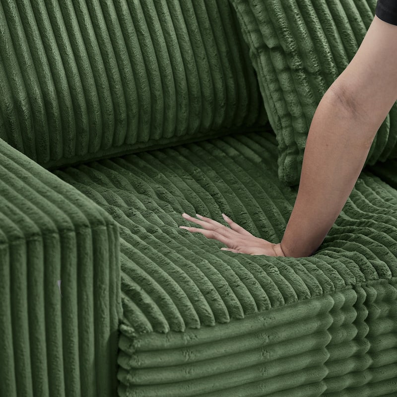 93" Sectional Sofa, L-Shaped with Reversible Chaise Lounge, Upholstered in Soft Corduroy