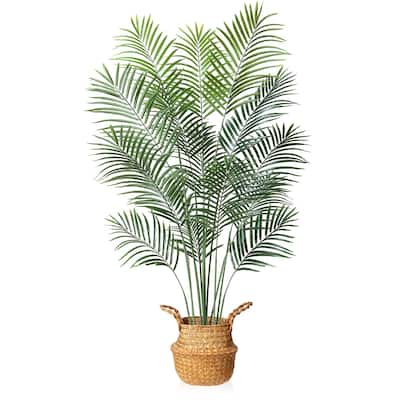 Fopamtri Artificial Areca Palm Tree 210 Cm Fake Plants, Large Fake Tropical Palm Plants With White Planter Artificial Plants Indoor For Home Bedroom