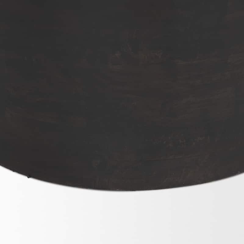 Rashama Dark Brown Wood Stacked Geometric Round Accent Table