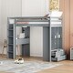 preview thumbnail 3 of 11, Twin Loft Bed with Shelves & Drawers, Writing Desk and LED Light, Gray
