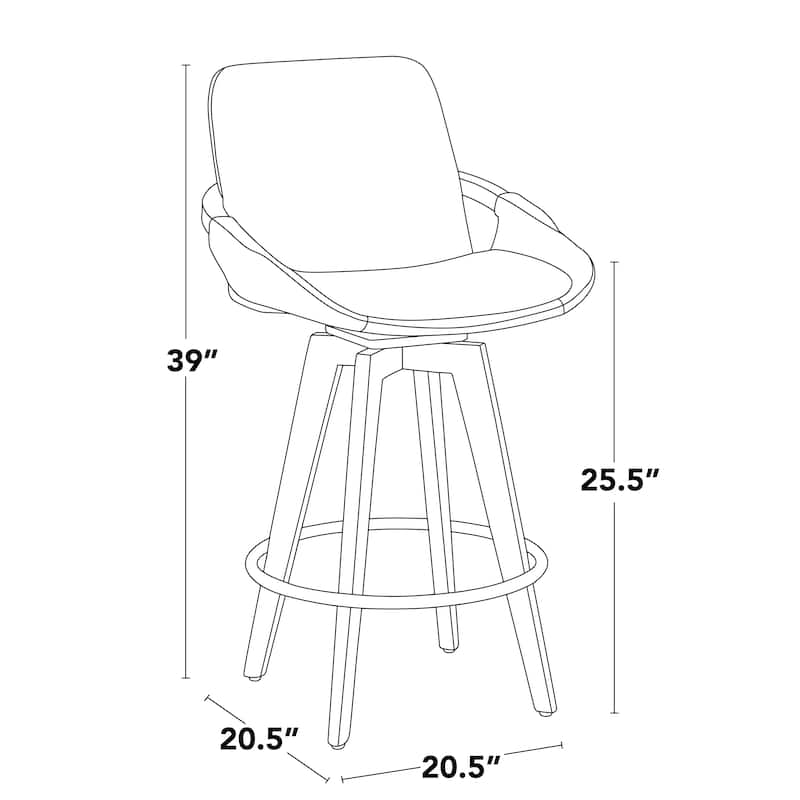 Porch & Den Pugo 26" Fixed-Height Upholstered Counter Stool with Splayed Wood Legs (Set of 2)