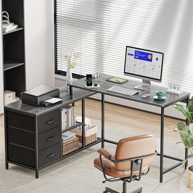 L Shaped Desk with Power Outlets