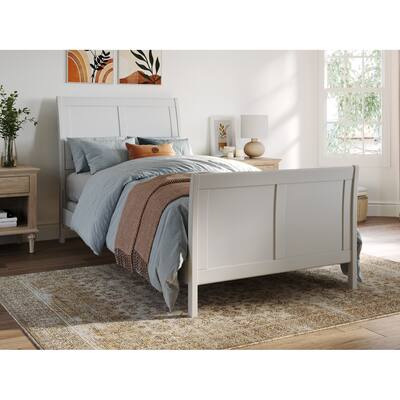 Portland Twin XL Foundation Bed Frame with Matching Footboard in White