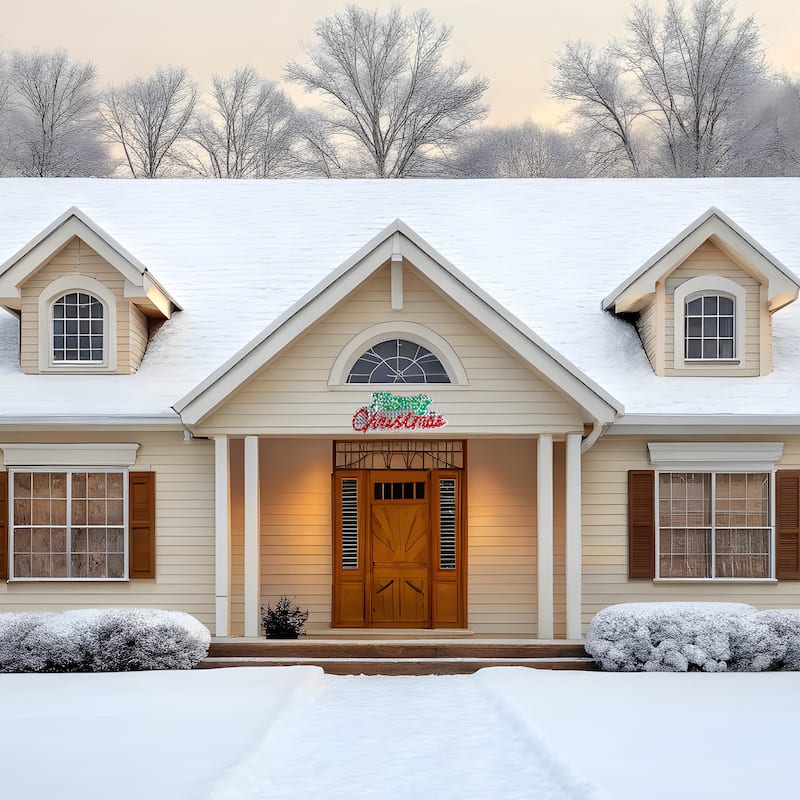 LED Lighted Holographic Merry Christmas Sign Outdoor Decoration - 42" - Red