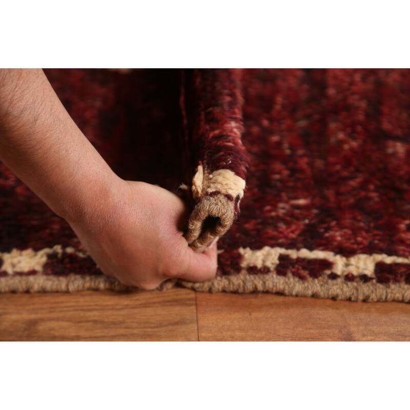 Hand Knotted Oriental 100% Wool Carpet Modern Tribal Red Moroccan Area Rug - 8' 3'' X 5' 3''