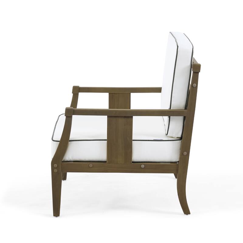 6-Piece Outdoor Teak Seating Set Armchair Patio Conversation Sets with 2 Tables, Cushion