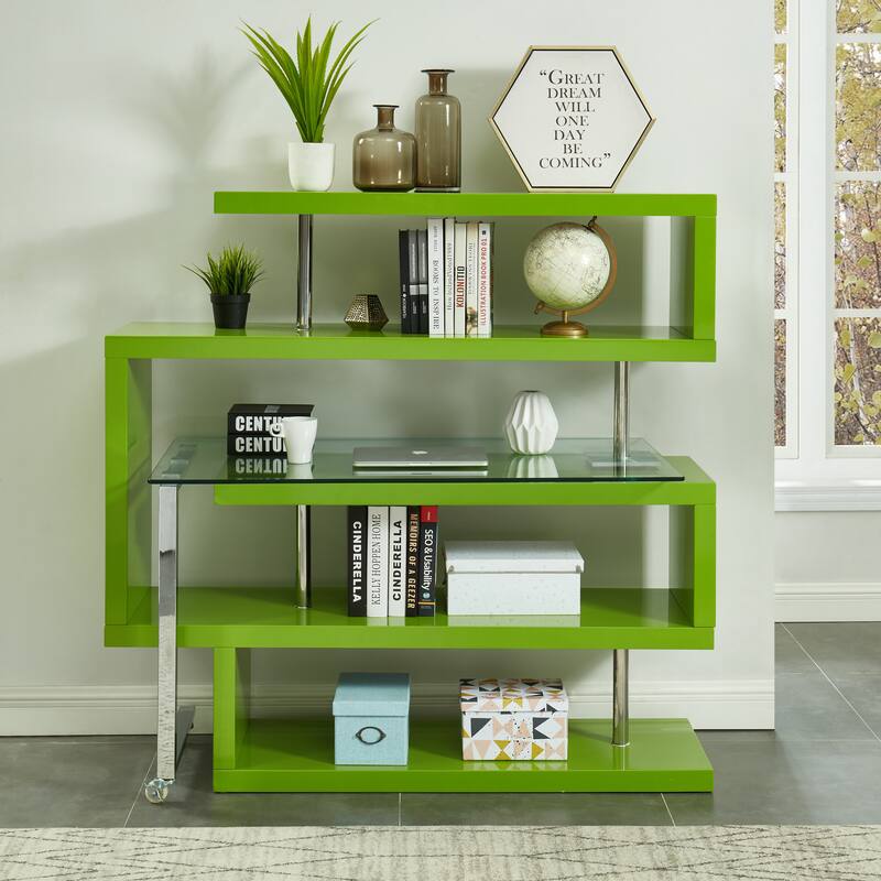 Livia Contemporary 59-inch Chrome L-Shape Computer Desk by Furniture of America - Green