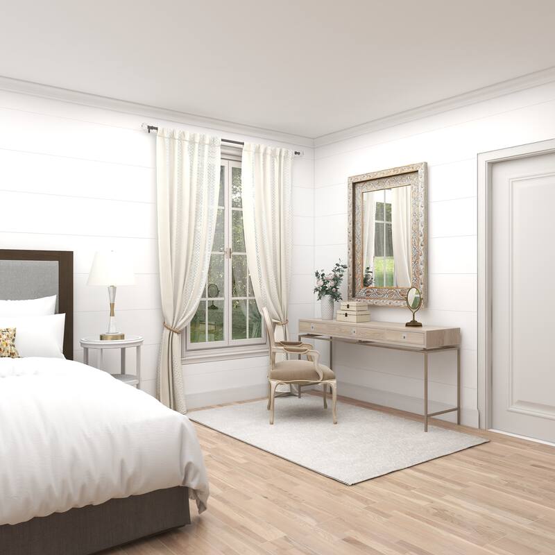 Gray Wood Handmade Intricately Carved Floral Room Wall Mirror