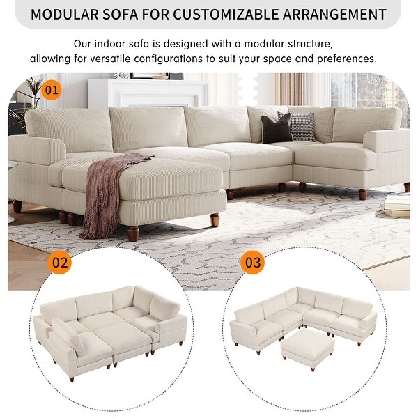Modular Sectional Sofa with Ottoman L Shaped Corner Sectional for