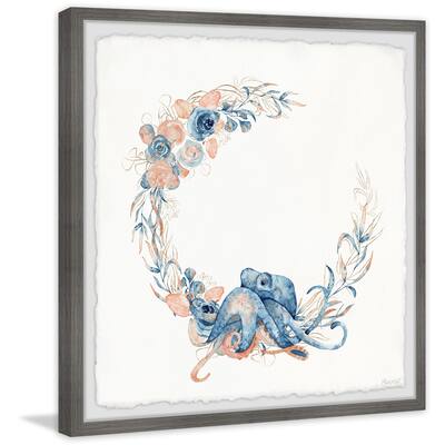 'Flower Crown Octopus' Framed Painting Print