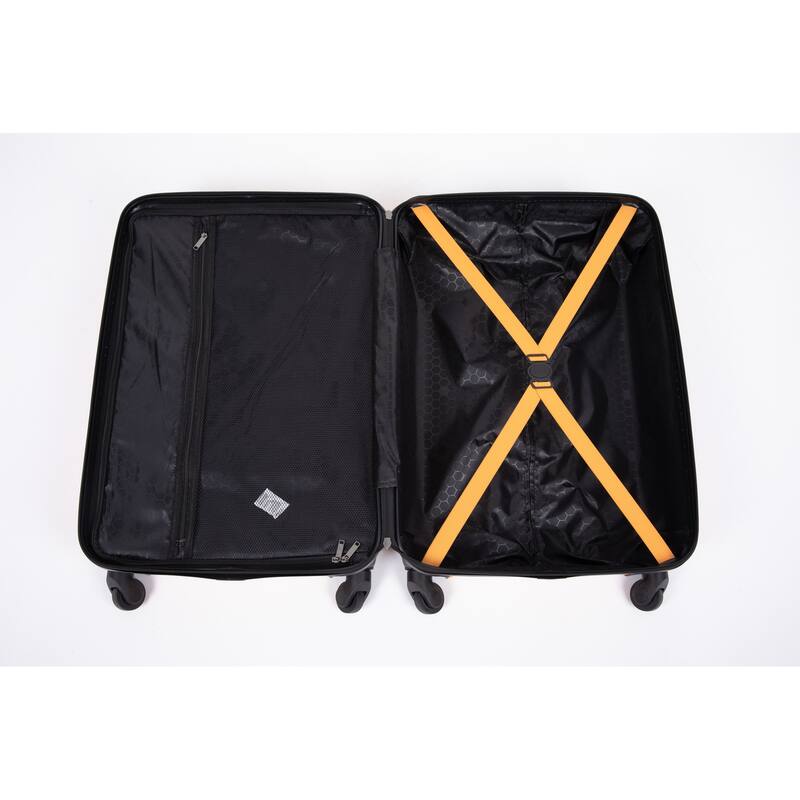 3 Piece ABS Hardside Luggage Sets Spinner Wheels Suitcase with Two Hooks and TSA Lock & Telescoping Handle