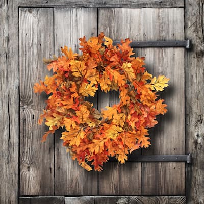 24" Harvest Bounty Oak Leaf Wreath - Harvest Mix