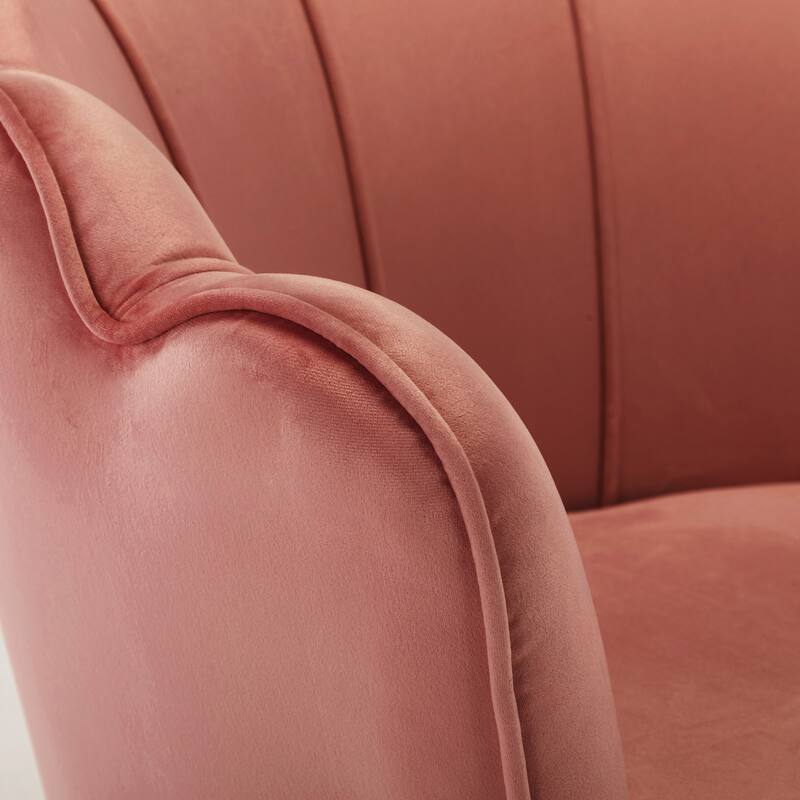 Velvet Lotus Accent Chair Small Comfy Barrel Chair Cozy Round Armchair